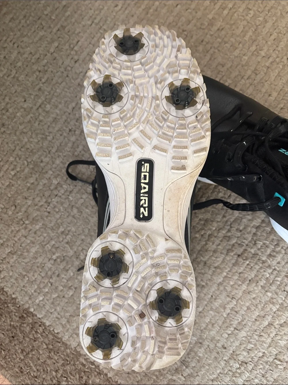 Sqairz Golf Black women shoes 👟 with White Sole and Teal Accents